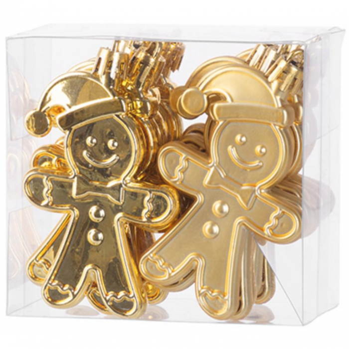 Set 12 globuri in forma de om de turta dulce, auriu, 8 cm, MagicHome [1]
