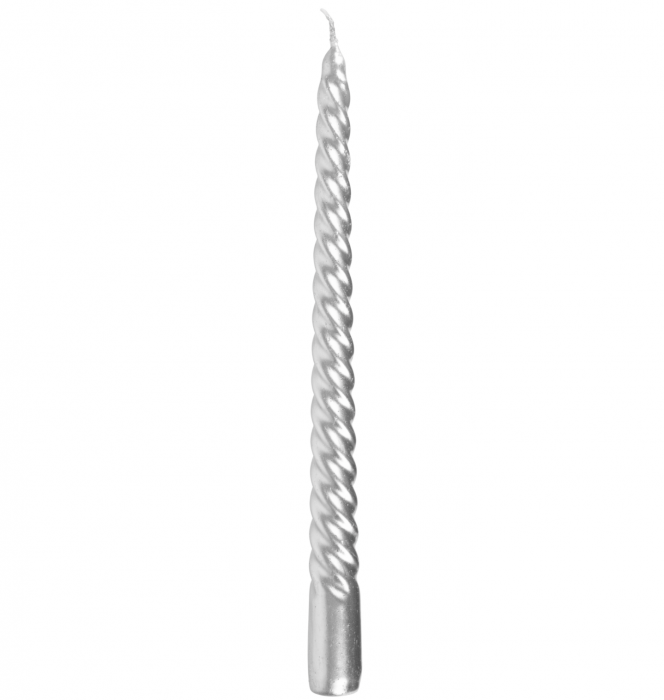 Set 2 lumanari inalte spiralate argintii, 25 cm inaltime, MagicHome [1]