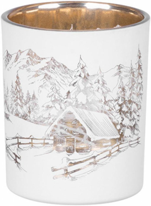 Set 2 suporturi de lumanare decorativ pentru craciun, alb auriu, MagicHome, 6x7x25 cm [1]