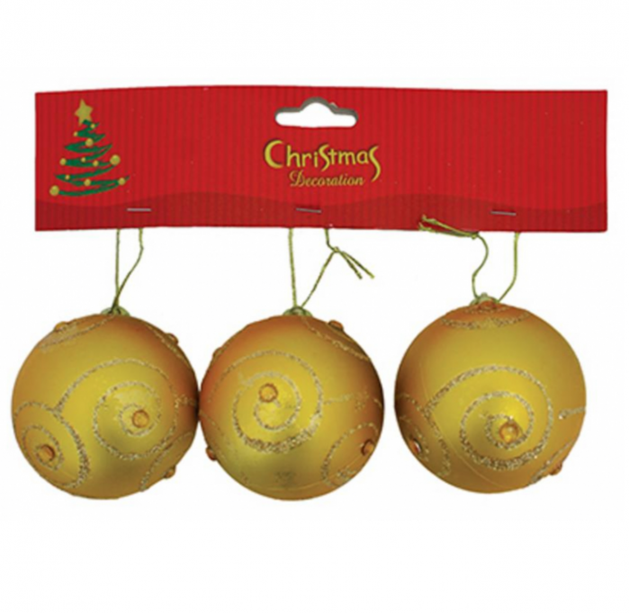 Set 3 globuri pentru bradul de Craciun, MagicHome, aurii, diametru 6 cm [1]