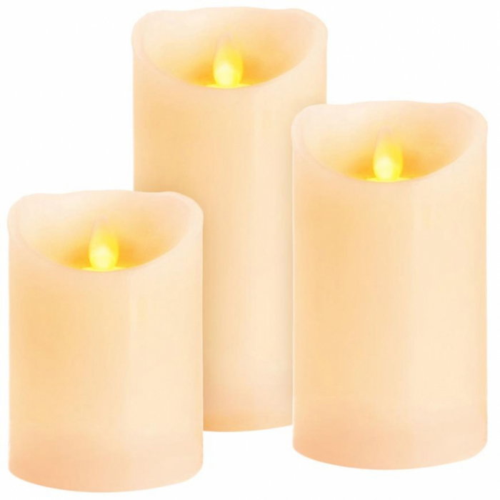 Set 3 lumanari cu led din ceara reala cu efect de flacara, Magic Home [1]