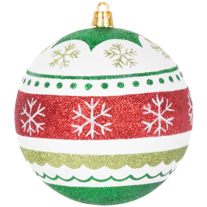 Set 4 globuri pentru bradul de craciun, MagicHome, rosu/alb/verde, 10 cm diametru [4]