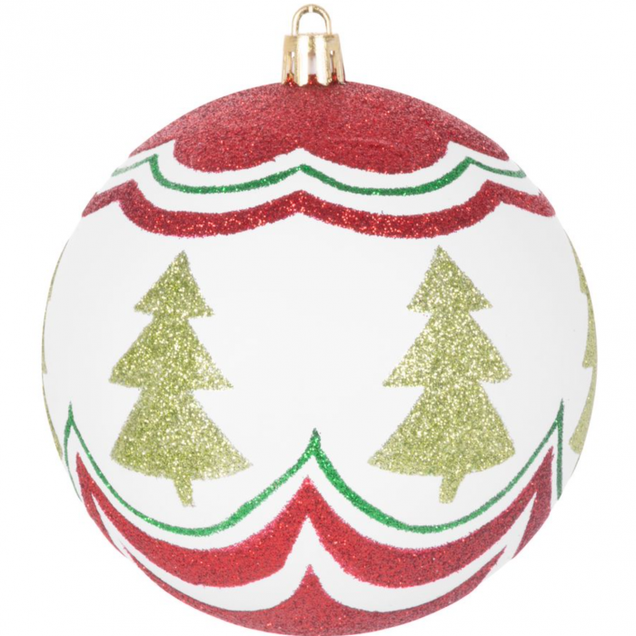 Set 4 globuri pentru bradul de craciun, MagicHome, rosu/alb/verde, 10 cm diametru [3]