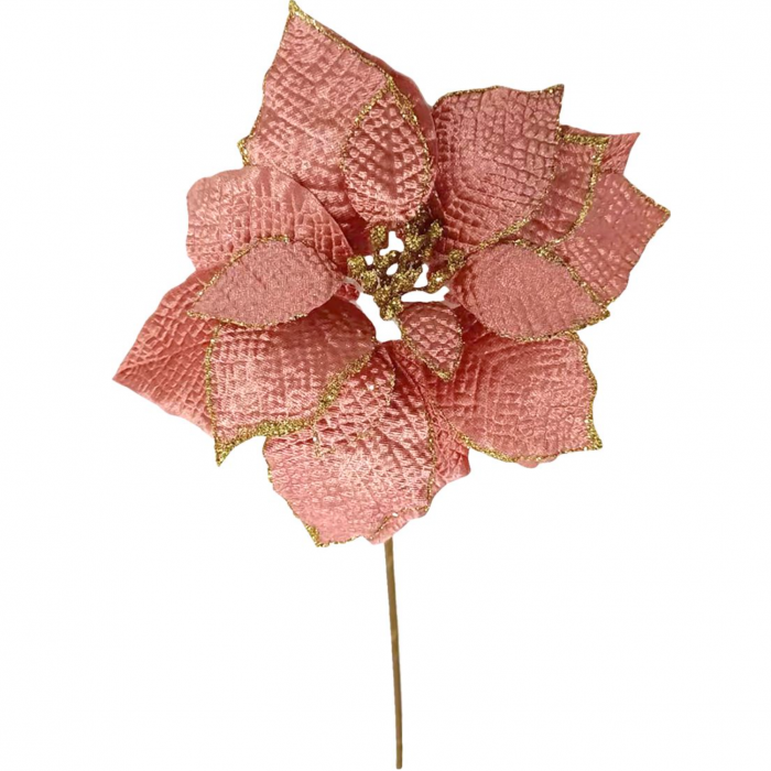 Set 6 Flori decorative roz pentru bradul de craciun, 35 cm, Magic Home [1]