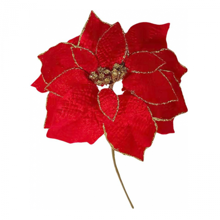 Set 6 flori poinsettia decorative rosii pentru bradul de craciun, MagicHome [1]