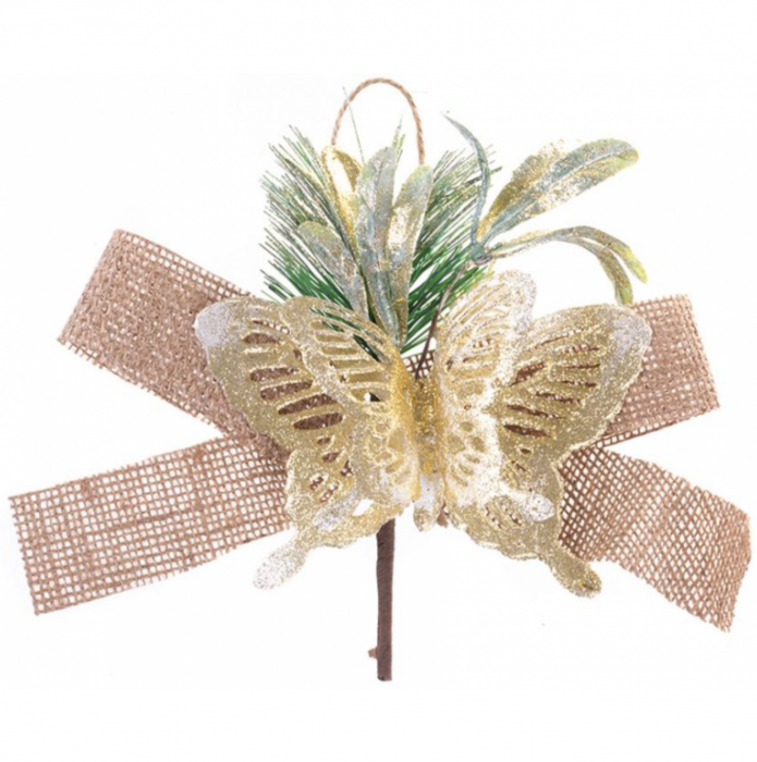 Set 6 ornamente cu fluture auriu pentru bradul de craciun, 15 cm, MagicHome [1]