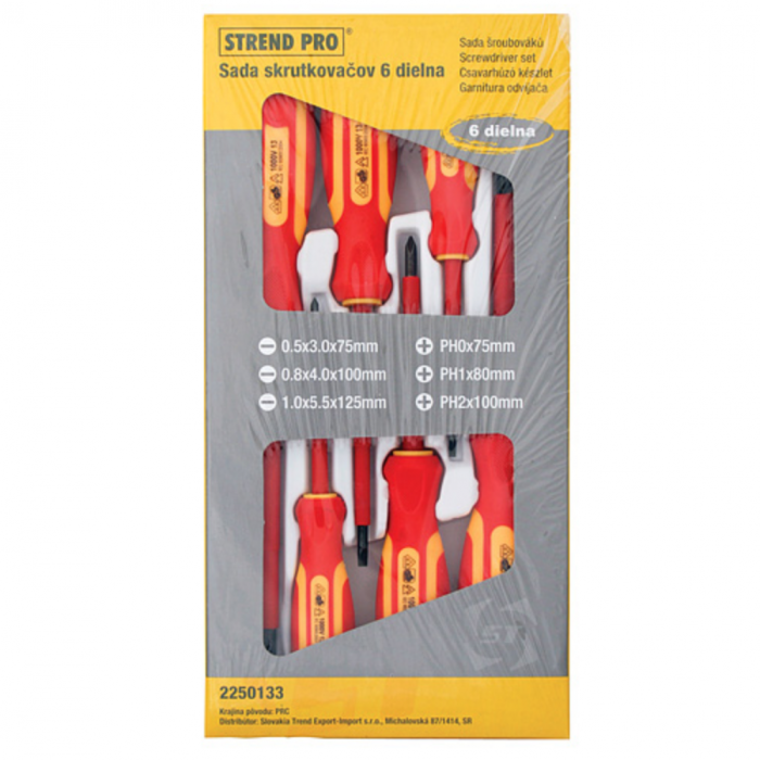 Set 6 surubelnite pentru electricieni, Strend Pro , VDE, capate plate + Phillips, 1000V [1]