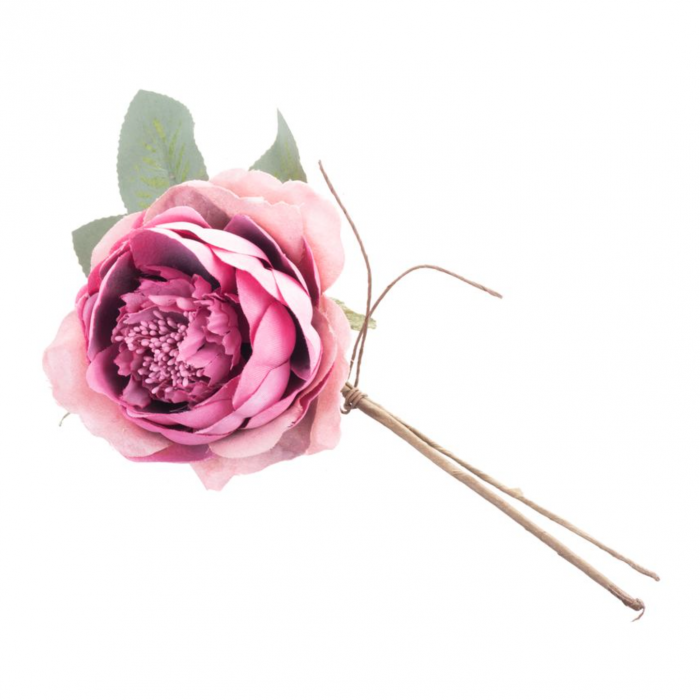 Set 6 trandafiri roz inchis decorativi pentru bradul de craciun, diametru floare 11 cm, lungime 22 cm, MagicHome [1]