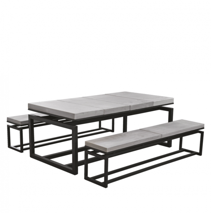 Set masa de gradina din beton si metal, 190 × 172 × 74 cm, Tuozi [1]