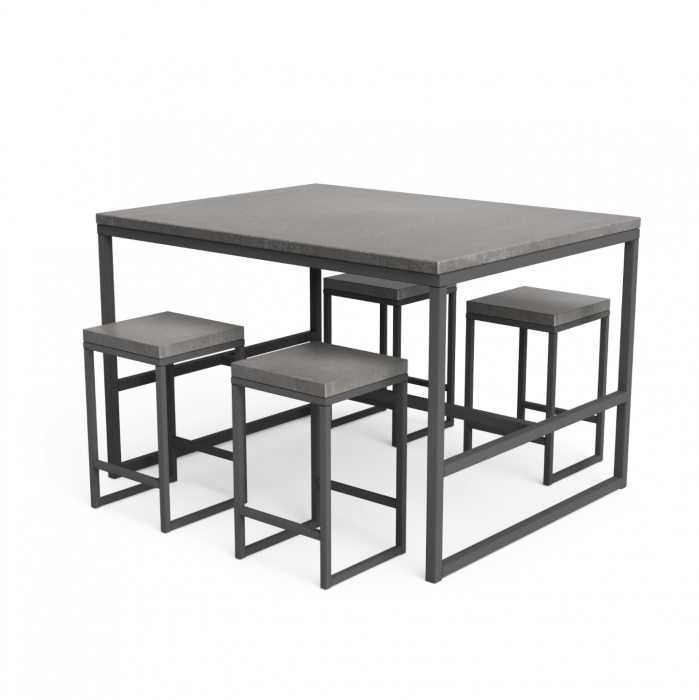 Set masa inalta de gradina din beton si metal, 118 × 90 × 77.5 cm, Tuozi [1]
