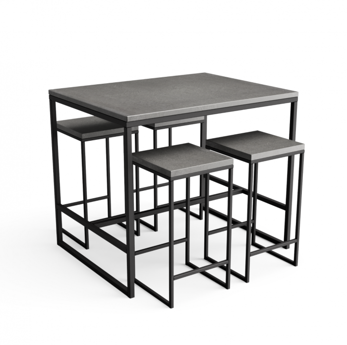 Set masa inalta de gradina din beton si metal, 190 × 172 × 74 cm, Tuozi [1]