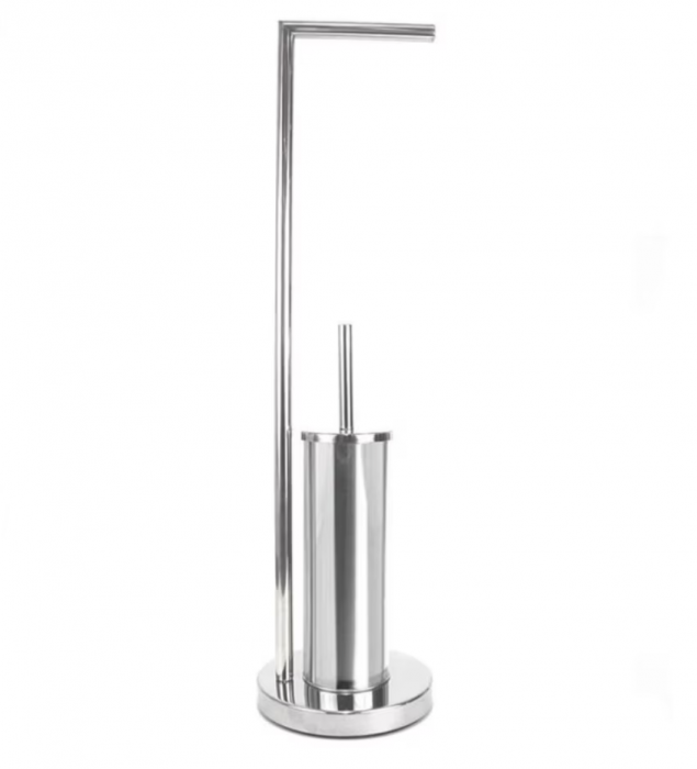 Set suport hartie igienica si perie toaleta, Confortime, 18.5x74 cm, inox [1]