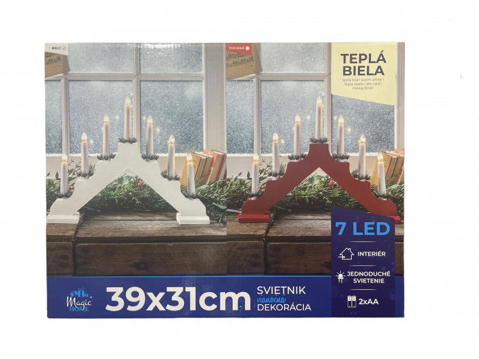 Sfesnic cu lumanari pentru craciun, 7 leduri, 2xAA,  39x31 cm, MagicHome [2]