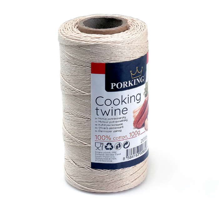 Sfoară alimentară din bumbac pentru cârnați și mezeluri, 100 g, 285 m, cerată [2]