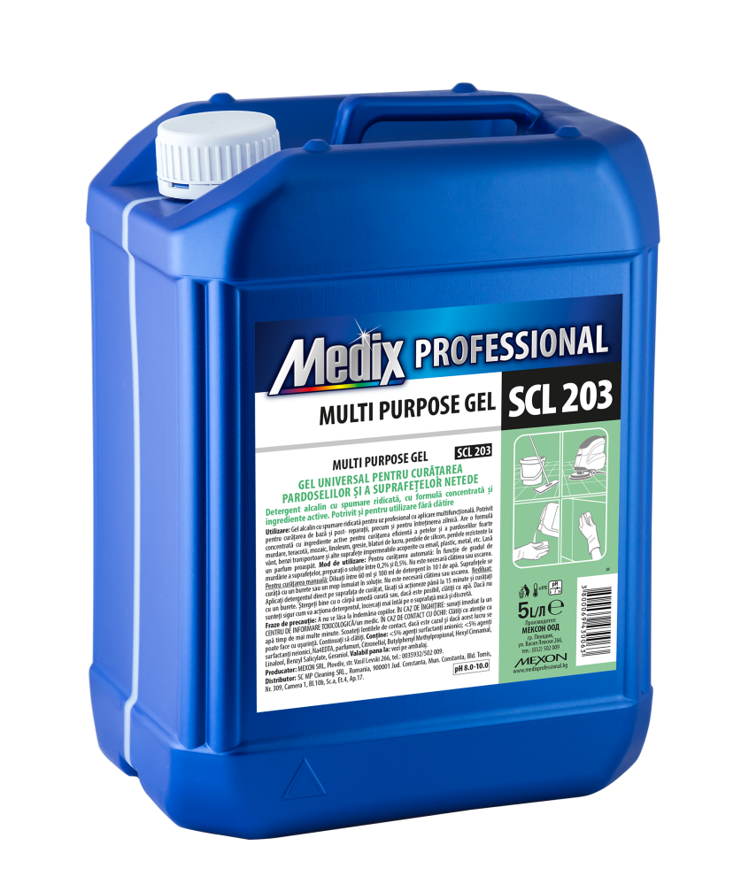 Solutie de curatare multi-suprafete pentru podele si pardoseli netede SCL 203, gel,  5 L, Medix Profesional [1]
