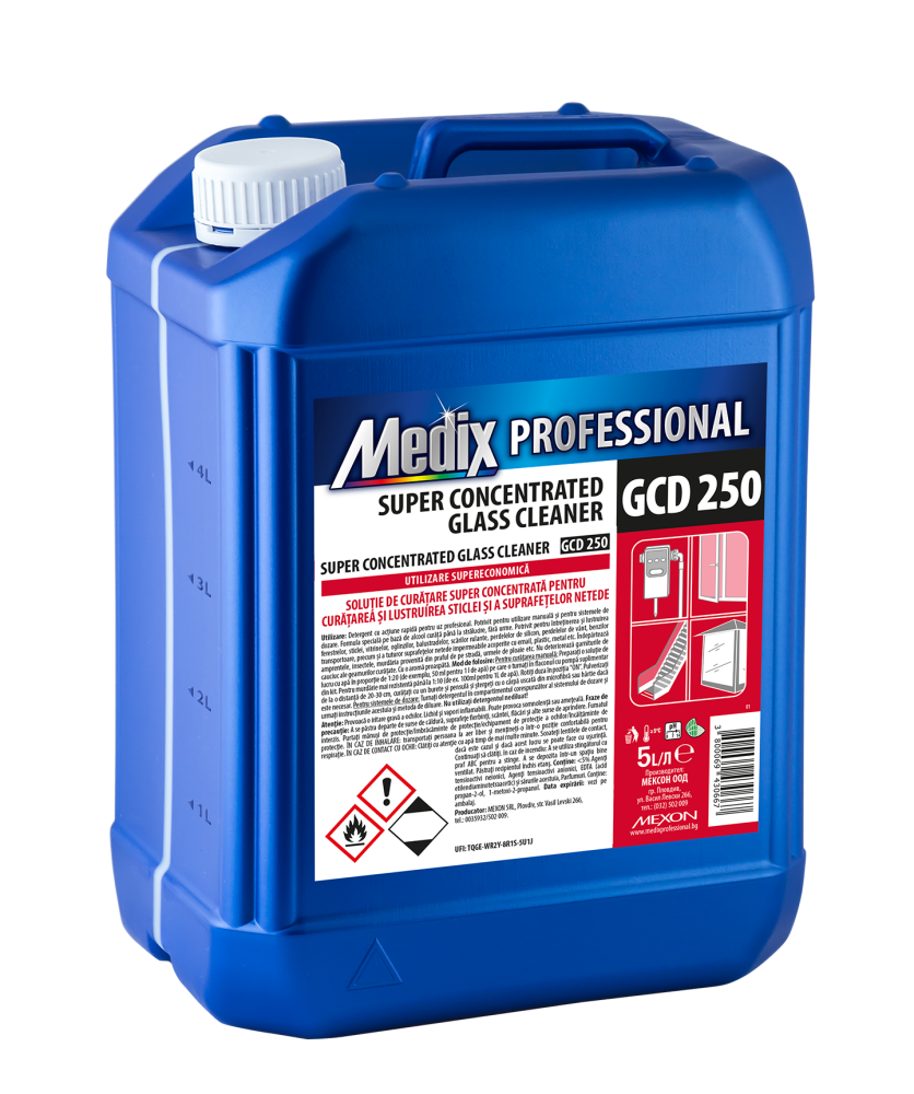 Solutie super concentrata pentru sticla GCD 250, Medix Profesional, 5 L [1]