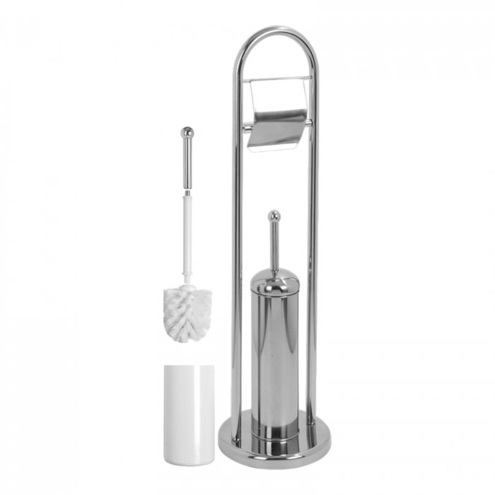 Suport pentru hartie igienica cu perie wc Artex, inox, 22 x 81 cm [2]