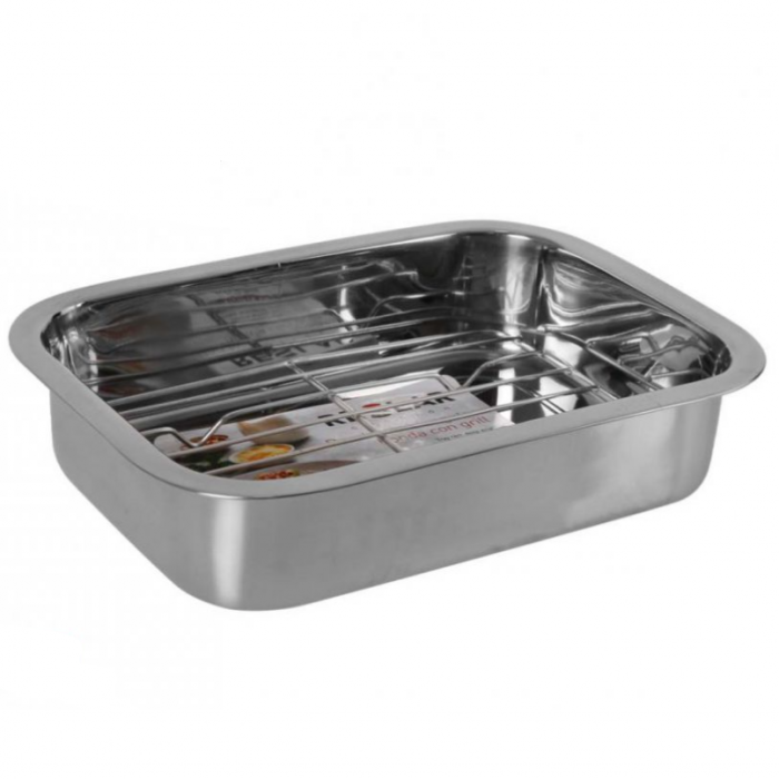 Tava cu grill pentru cuptor din inox, 27.5x20 cm, RESLAR [1]