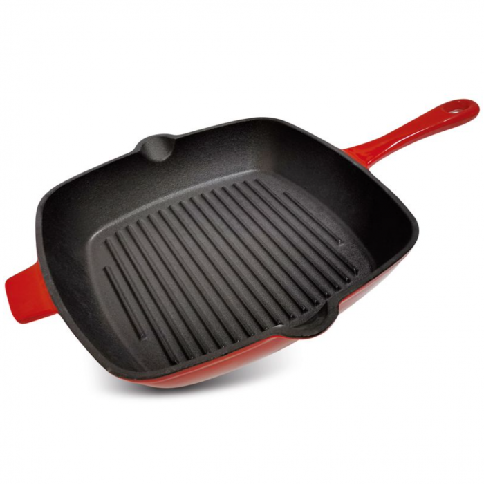 Tigaie tip grill MagicHome Fonta, 27x27cm, acoperire email, maner fonta [1]