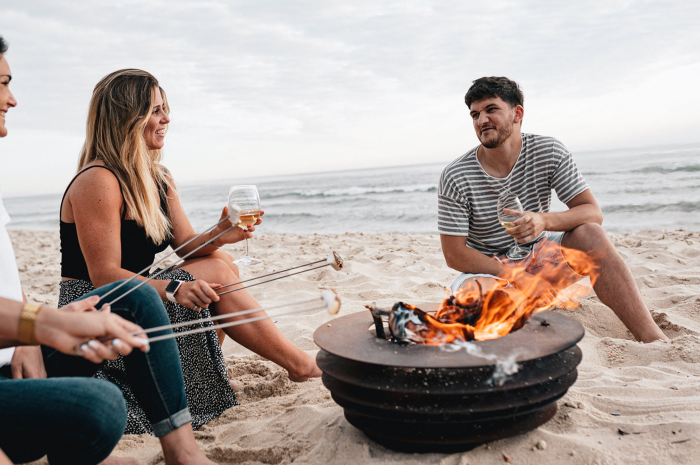 Fire Pit pentru grădină Phobos din oțel Corten, focar exterior 60 × 60 × 24 cm [3]