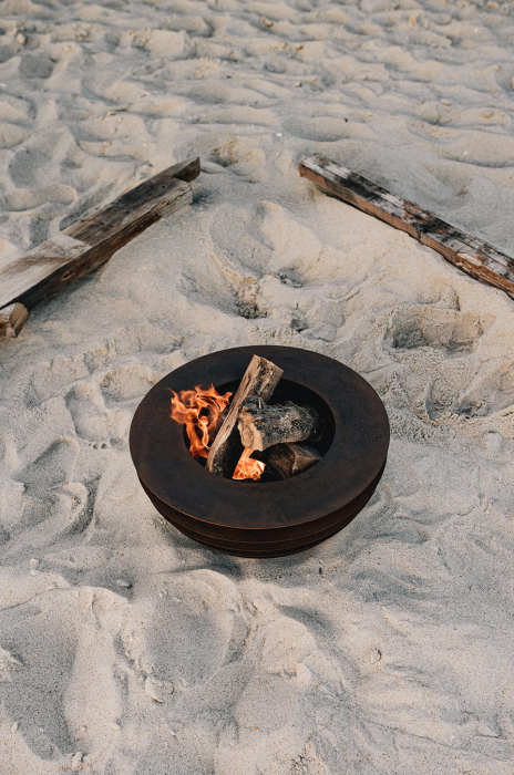 Fire Pit pentru grădină Phobos din oțel Corten, focar exterior 60 × 60 × 24 cm [7]