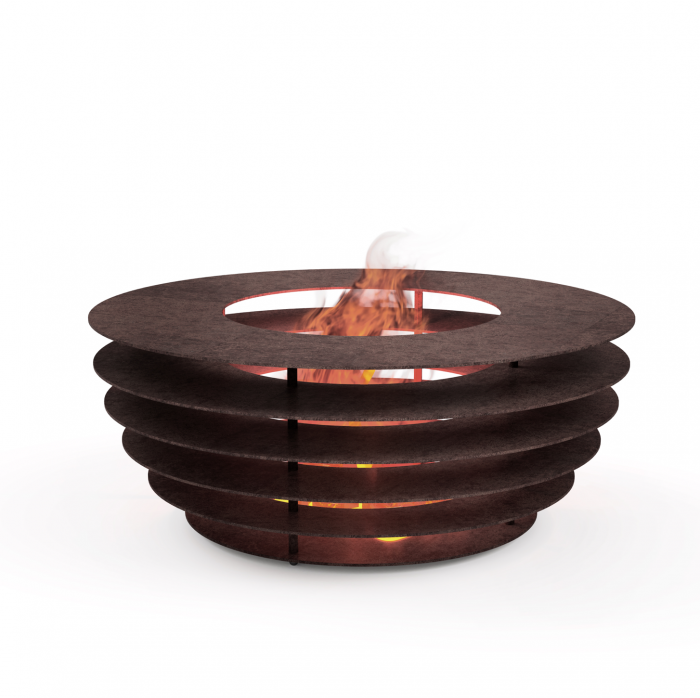 Fire Pit pentru grădină Phobos din oțel Corten, focar exterior 60 × 60 × 24 cm [10]
