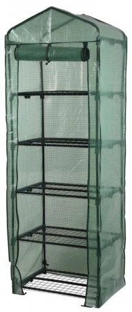 Mini sera pentru flori si legume, 5 nivele, cadru din metal, 69x49x200 cm, verde [0]