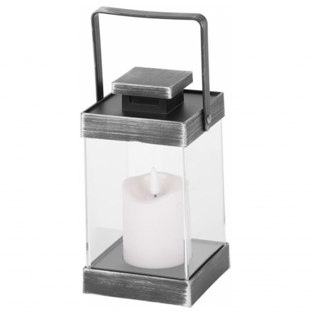 Felinar decorativ cu lumanare led pentru Craciun retro, negru, 3xAAA, plastic, 10x18,5 cm, MagicHome [2]