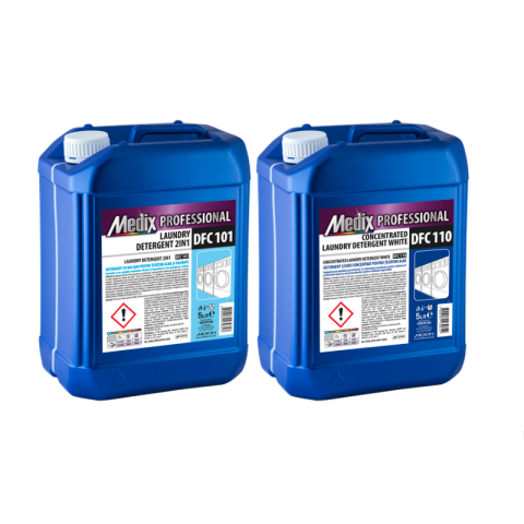 HoReCa - Pachet Detergenți Profesionali Medix Professional 2×5L – Detergent cu Balsam + Detergent Concentrat pentru Rufe Albe