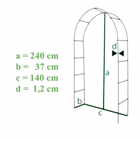 Arcada metalica, pergola, pentru gradina, 240x37x140x1.2 cm [3]