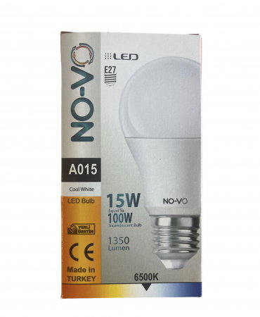 Bec led E27, NO-VO, 15 W, 6500k, 1350 lm, lumina rece [1]