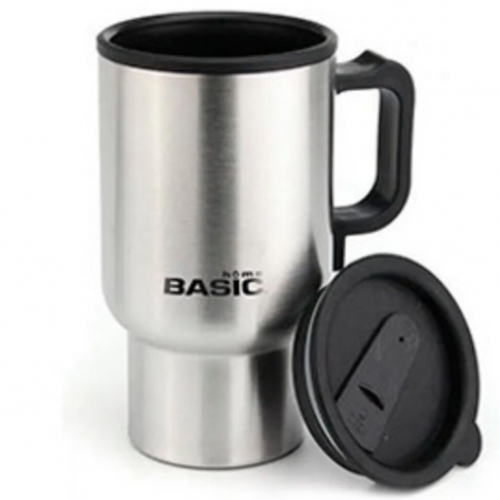 Cana termica pentru cafea/ceai, electrica, auto, inox, 400 ml, 12v, argintiu, Basic Home [2]