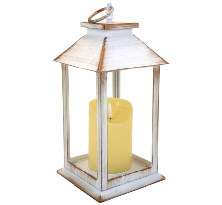 Felinar decorativ, LED, alb, 3xAAA, 14x14x33 cm [0]