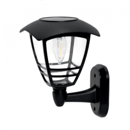 Lampa solara pentru gradina tip felinar de perete, lumina calda, strend pro, negru, 14x15x21 cm [0]