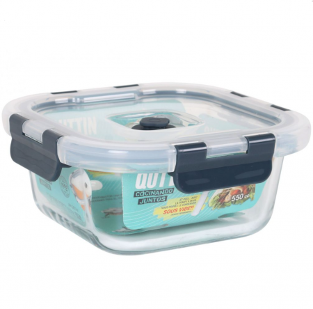 Caserola cu capac etans, capacitate 550 ml, 14.5x14.5x6.5 cm, Quttin [1]