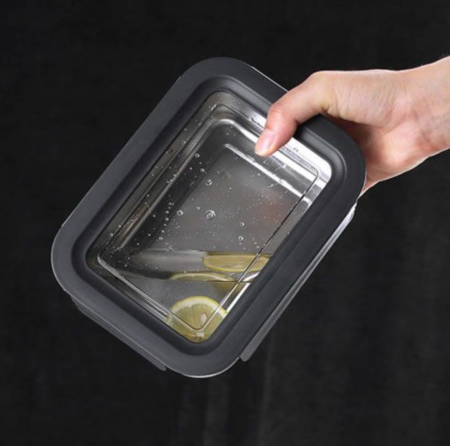 Caserola din inox cu capac ermetic siliconat, 20 x 14 x 6.5 cm, Quttin [5]
