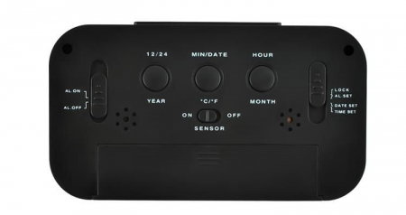Ceas desteptator digital, negru, amanare, data, lumina de fundal, senzor de lumina, temperatura [4]