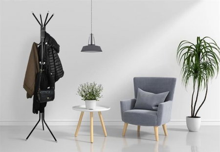 Cuier pentru hol, Ruhhy, tip pom, 3 nivele, 12 agatatori, metal, negru, 175cm, negru [5]