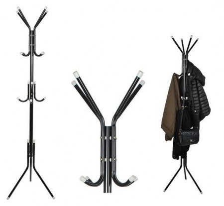 Cuier pentru hol, Ruhhy, tip pom, 3 nivele, 12 agatatori, metal, negru, 175cm, negru [0]