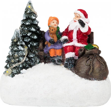 Decorațiune de Crăciun MagicHome, Moș Crăciun cu un copil, LED, 2xAAA, pentru interior, 9,5x6x8 cm [1]