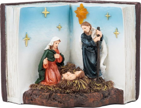 Decoratiune de Craciun MagicHome, Scena Nasterii Domnului intr-o carte, cu LED, pentru interior, 13.5x8x9.5 cm [1]