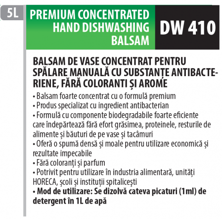 Detergent de vase premium concentrat cu balsam pentru spălatul manual al veselei cu ingredient antibacterian, 5 litrii, Medix Professional [1]