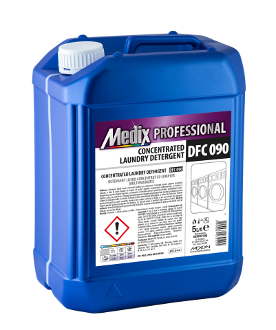 Detergenti lichizi profesionali - Detergent lichid concentrat pentru rufe cu complex multi-enzimatic cu parfum fara alergeni, 5 litrii, Medix Professional
