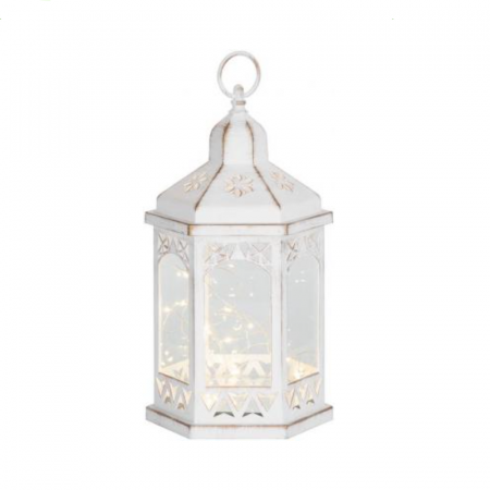 Felinar decorativ cu plasa led pentru Craciun, MagicHome, alb, 3xAAA, plastic, 30 de leduri, 18x15x32 cm [0]