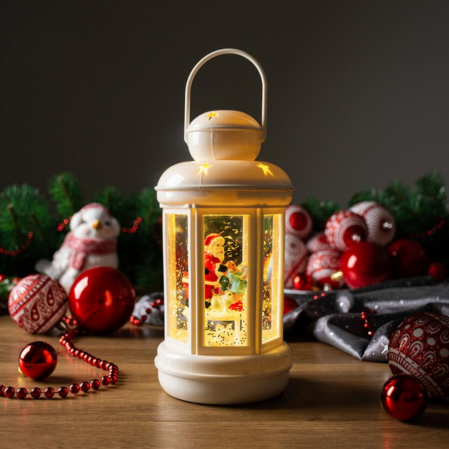 Felinar led cu Mos Craciun, decorativ, de Craciun, alb, 3xAAA, plastic, 10x10x25 cm, MagicHome [0]