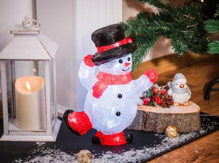 Figurina luminoasa pentru Craciun in forma de om de zapada, 30 led-uri, acril, IP44, 22x14x30 cm, MagicHome [1]