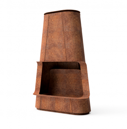 Șemineu exterior / Fire Pit Apollo din oțel Corten pentru grădină 125 × 53 × 190 cm