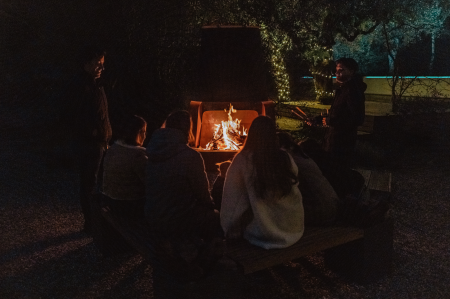 Șemineu exterior / Fire Pit Apollo din oțel Corten pentru grădină 125 × 53 × 190 cm [5]