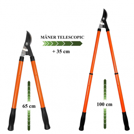 Foarfeca crengi, tip bypass, maner telescopic 65-100 cm, Strend Pro [2]