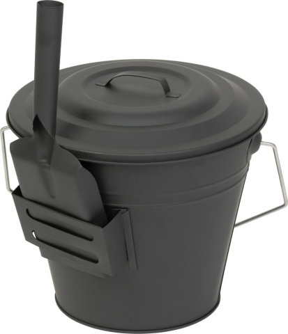 Găleată pentru cenușă cu lopățică Strend Pro, 12 L, metal, 30 × 25 cm, gri, Strend Pro [1]